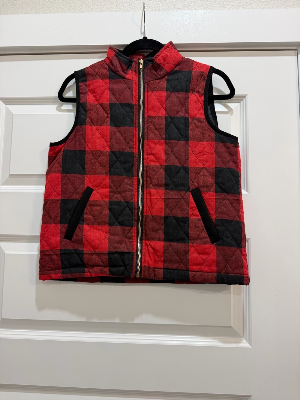 Make an Offer - Women’s Red & Black Buffalo Plaid Quilted Vest